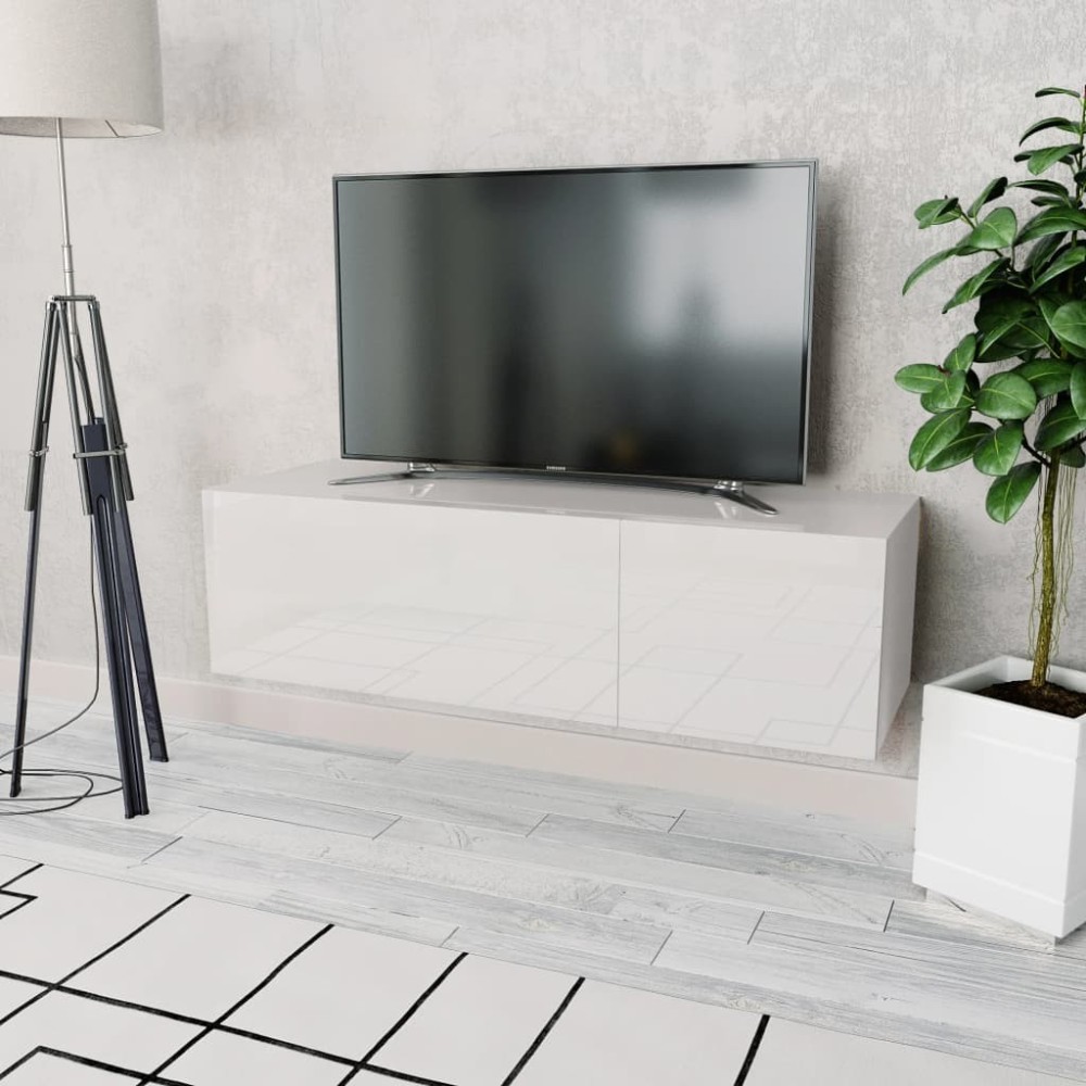 TV Cabinet Engineered Wood 120x40x34 cm High Gloss White and Oak