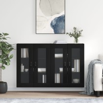 Wall Mounted Cabinets 2 pcs High Gloss White Engineered Wood