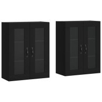 Wall Mounted Cabinets 2 pcs High Gloss White Engineered Wood