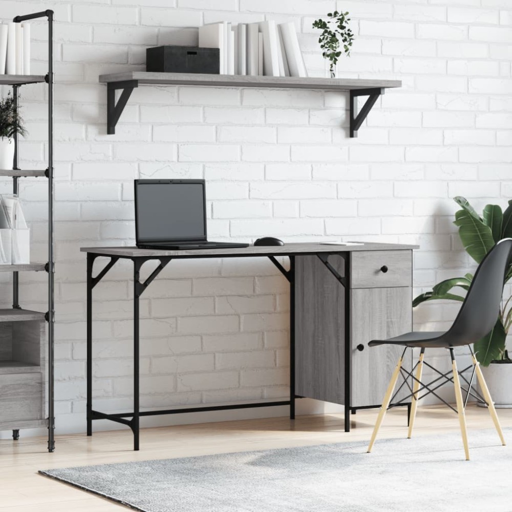 Computer Desk Brown Oak 131x48x75 cm Engineered Wood