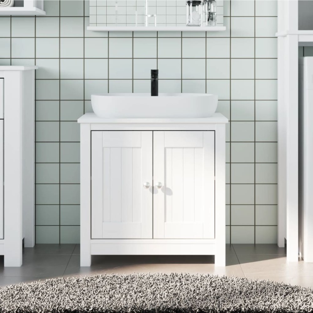 Bathroom Sink Cabinet BERG Black 60x34x59 cm Solid Wood Pine