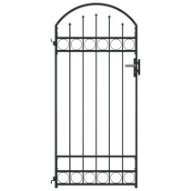 Fence Gate with Arched Top Steel 89x200 cm Black