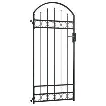 Fence Gate with Arched Top Steel 89x200 cm Black