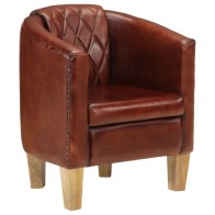 Tub Chair Black Real Leather