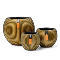 Capi 3 Piece Ball Vase Set Groove Gold