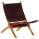 Folding Relaxing Chair Dark Brown Real Leather