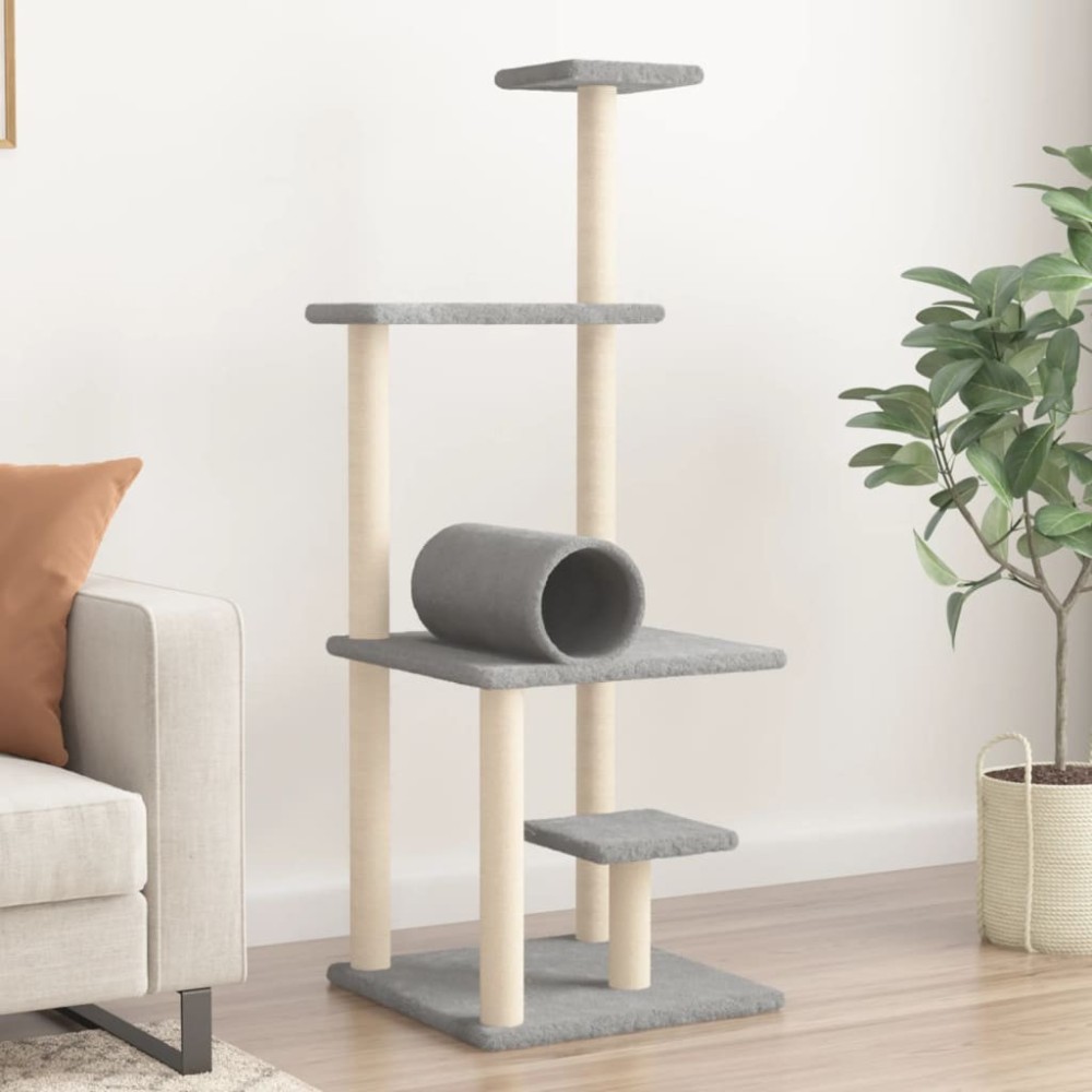 Cat Tree with Sisal Scratching Posts Dark Grey 136 cm