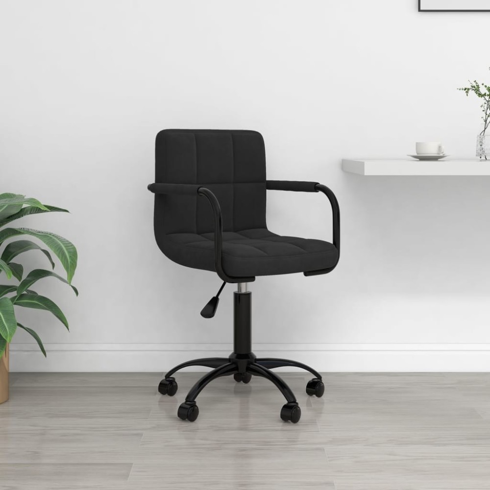 Swivel Office Chair Black Velvet