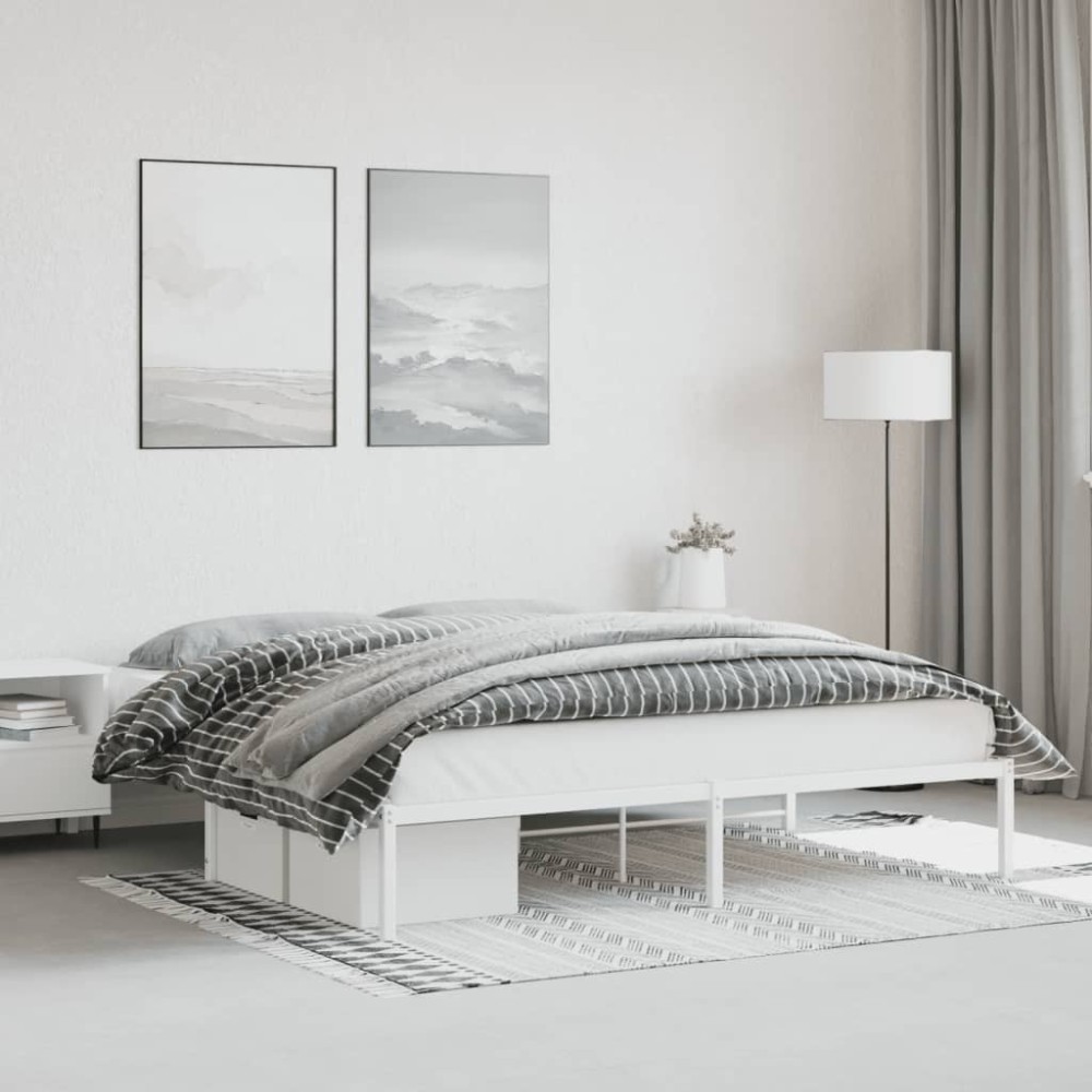 Metal Bed Frame White 193x203 cm
