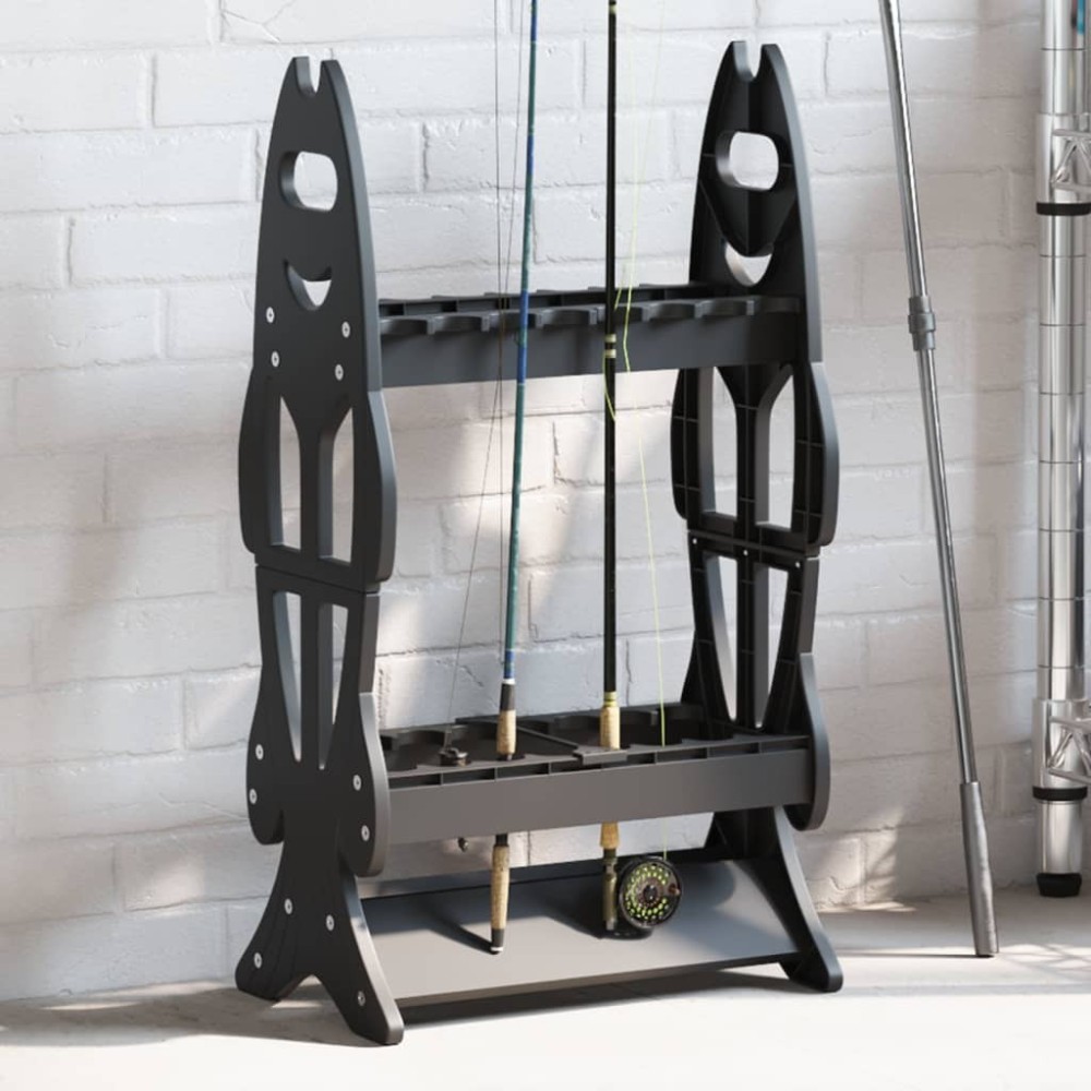 Fishing Rod Rack for 16 Rods Black