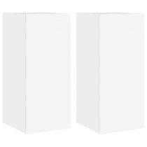 TV Wall Cabinets with LED Lights 2 pcs White 30.5x35x70 cm