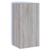 TV Wall Cabinet with LED Lights Grey Sonoma 40.5x35x80 cm