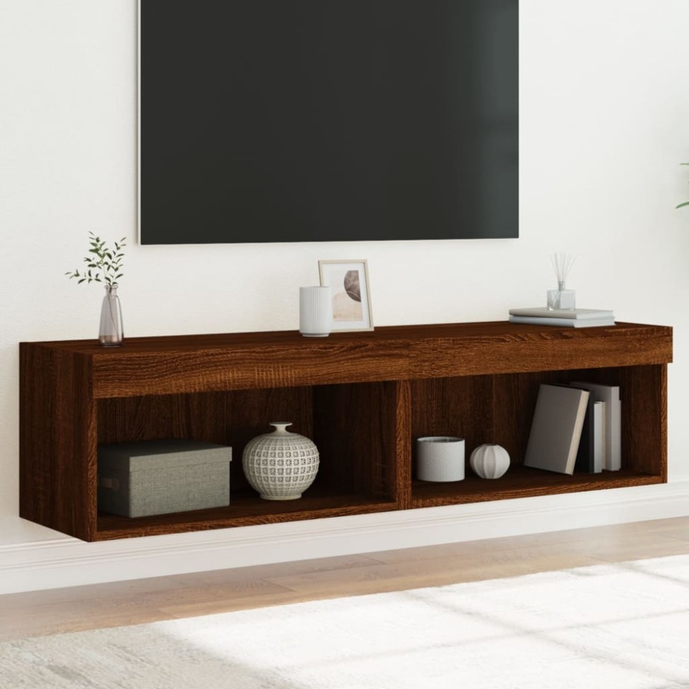 TV Cabinets with LED Lights 2 pcs Brown Oak 60x30x30 cm