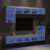8 Piece TV Wall Units with LED Brown Oak Engineered Wood