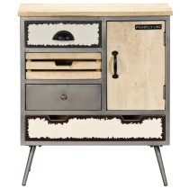 Sideboard Mangoholz Massiv und Stahl 65 x 33 x 76 cm