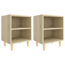 Bed Cabinet with Solid Wood Legs Sonoma Oak 40x30x50 cm