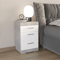 FMD Bedside Table with 3 Drawers Grey and Old Style