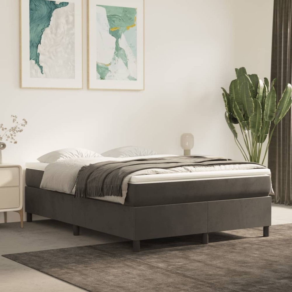 Box Spring Bed Frame Dark Grey 180x200 cm 6FT Super King Velvet