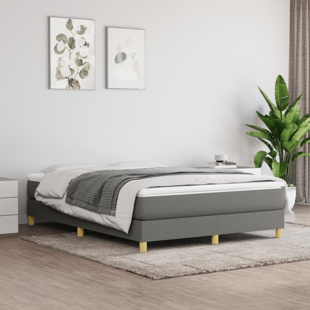 Box Spring Bed Frame Dark Grey 90x190 cm 3FT Single Fabric