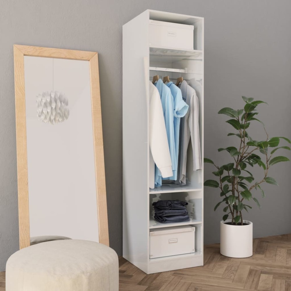 Wardrobe High Gloss White 100x50x200 cm Engineered Wood