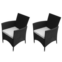 Garden Chairs 2 pcs Poly Rattan Black