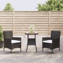 5 Piece Garden Bistro Set with Cushions Black Poly Rattan