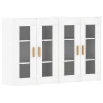 Wall Mounted Cabinets 2 pcs High Gloss White Engineered Wood