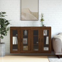 Wall Mounted Cabinets 2 pcs High Gloss White Engineered Wood