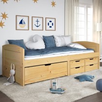 Day Bed with 5 Drawers IRUN White 90x200 cm Solid Wood Pine