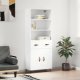 Highboard High Gloss White 69.5x34x180 cm Engineered Wood