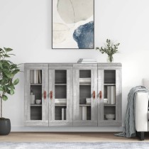Wall Mounted Cabinets 2 pcs High Gloss White Engineered Wood