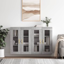 Wall Mounted Cabinets 2 pcs High Gloss White Engineered Wood