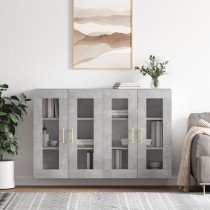 Wall Mounted Cabinets 2 pcs High Gloss White Engineered Wood