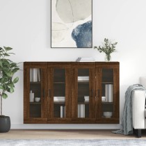 Wall Mounted Cabinets 2 pcs High Gloss White Engineered Wood