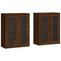 Wall Mounted Cabinets 2 pcs High Gloss White Engineered Wood
