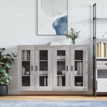 Wall Mounted Cabinets 2 pcs High Gloss White Engineered Wood