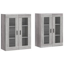 Wall Mounted Cabinets 2 pcs High Gloss White Engineered Wood