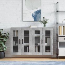 Wall Mounted Cabinets 2 pcs High Gloss White Engineered Wood