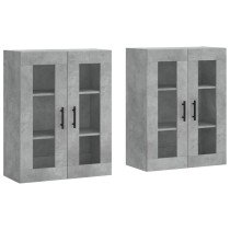 Wall Mounted Cabinets 2 pcs High Gloss White Engineered Wood