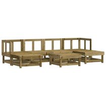 7-tlg. Garten-Lounge-Set Schwarz Massivholz Kiefer