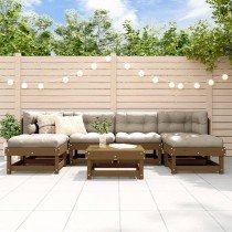 7-tlg. Garten-Lounge-Set Schwarz Massivholz Kiefer