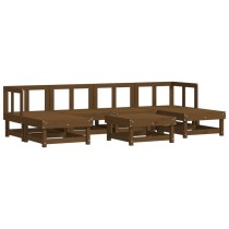 7 Piece Garden Lounge Set Honey Brown Solid Wood Pine