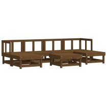 7-tlg. Garten-Lounge-Set Schwarz Massivholz Kiefer