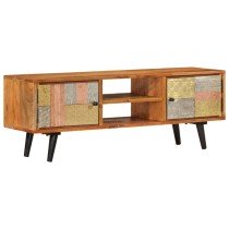 TV Cabinet with Doors 112x30x40 cm Solid Wood Acacia and Metal