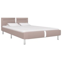 Bed Frame with LED Grey Faux Leather 150x200 cm 5FT King Size