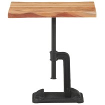 Side Table Light Wood 45x35x48 cm Solid Acacia Wood & Cast Iron