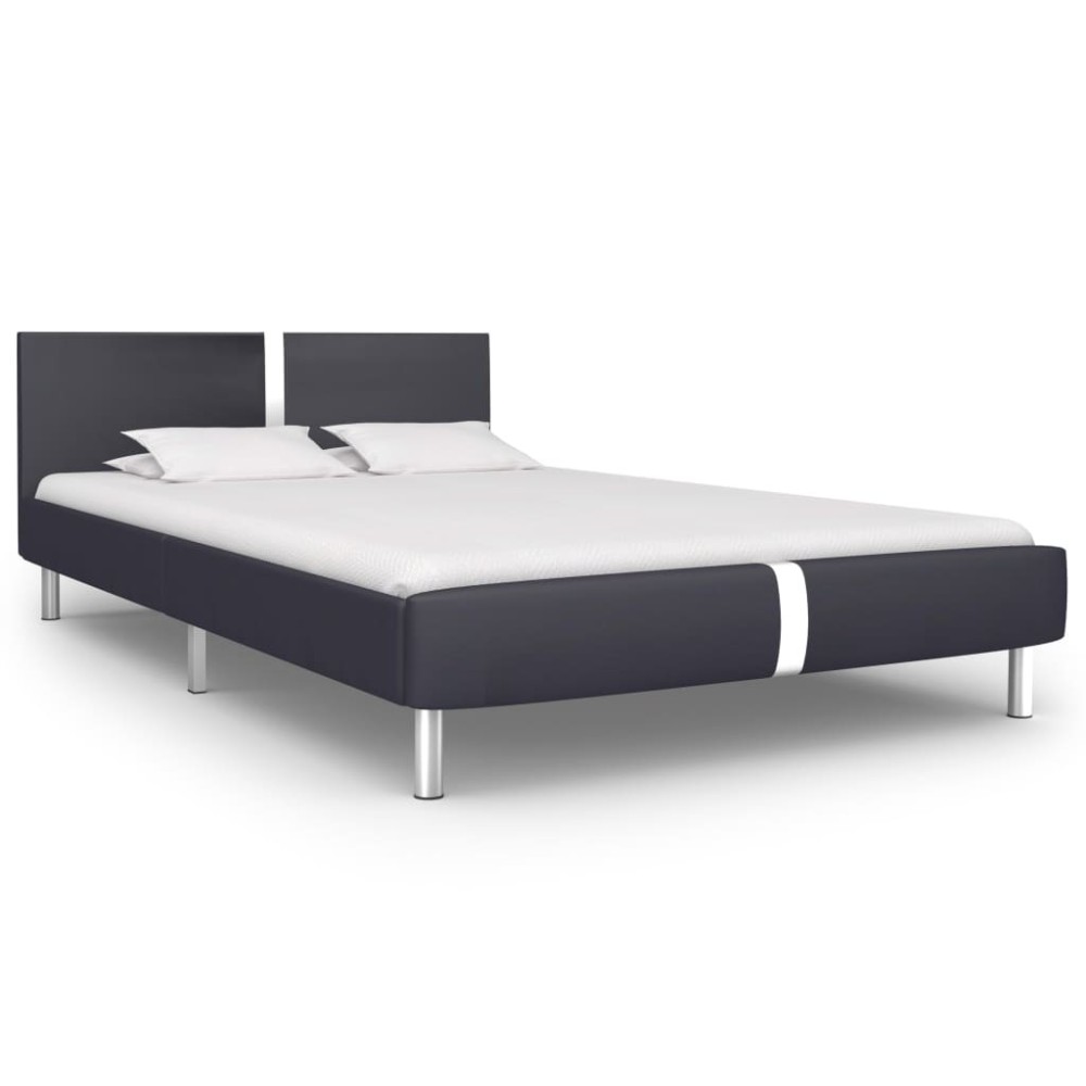 Bed Frame Black Faux Leather 120x190 cm 4FT Small Double