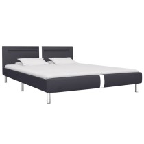 Bed Frame with LED Grey Faux Leather 150x200 cm 5FT King Size