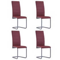 Cantilever Dining Chairs 2 pcs Black Faux Leather