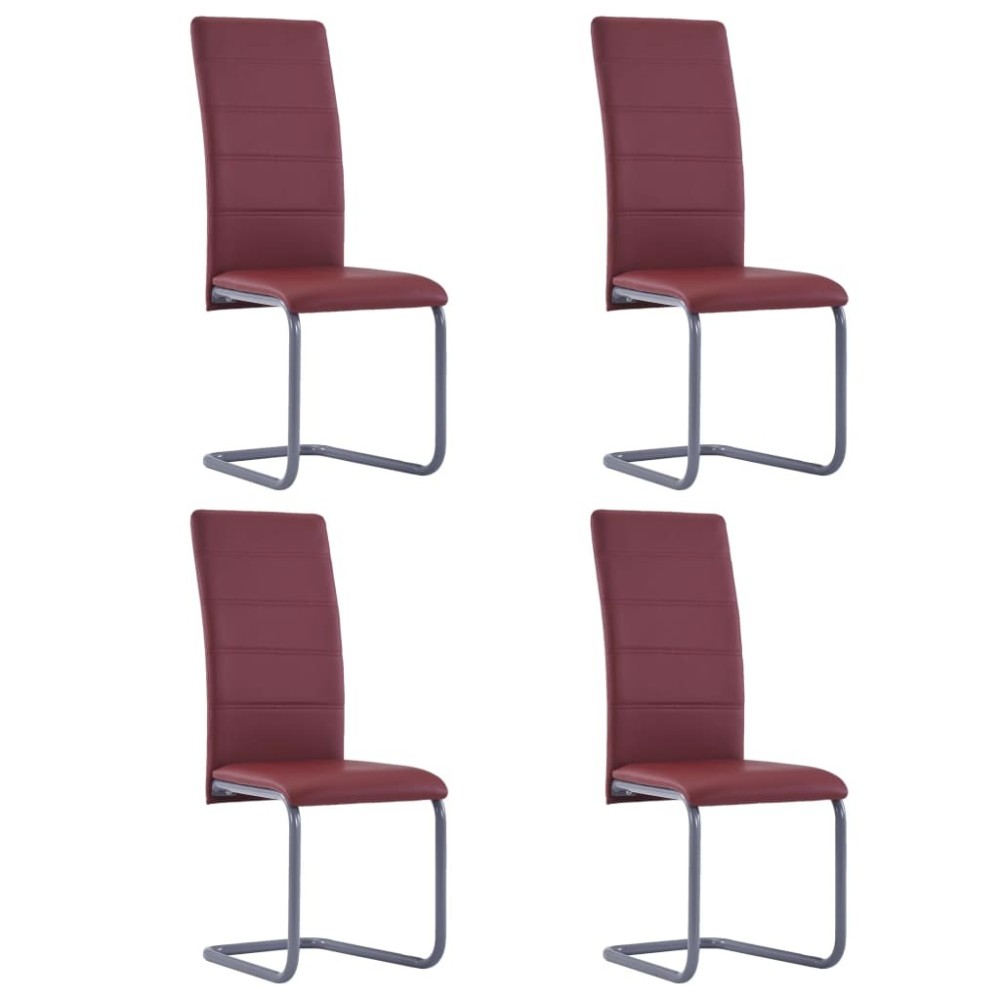 Cantilever Dining Chairs 2 pcs Black Faux Leather